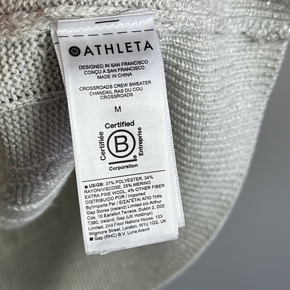 Athleta Womens Crossroads Crew Sweater Cable Knit Metallic M Merino Wool Blend - Picture 7 of 11